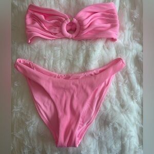 Kulani Kinis pink ribbed bikini set